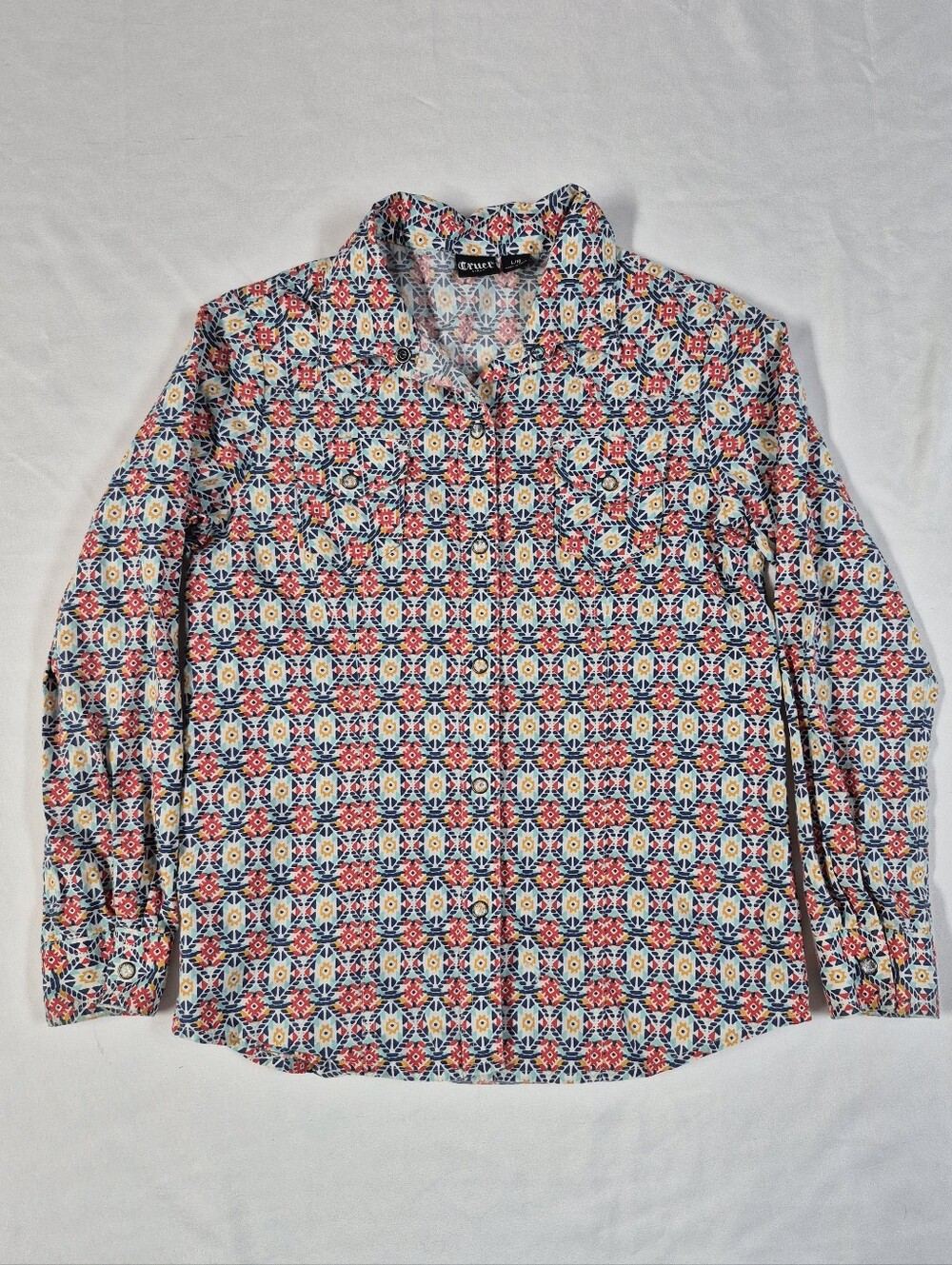 Cruel Girl Youth Girls Lg Long Sleeve Western Shirt Aztec Geometric Southwestern
